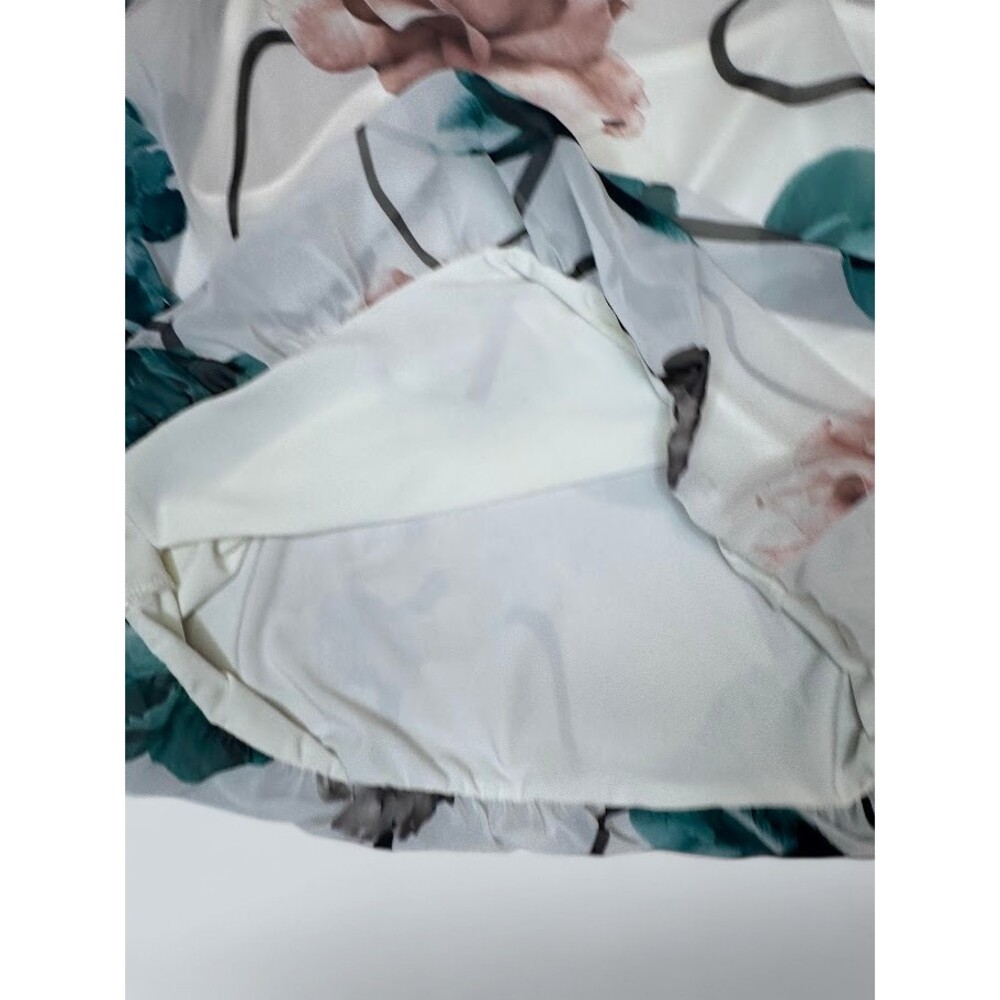 Floral Chiffon Blouse Medium White Blue Pink Layered Sheer Top - Picture 5 of 5